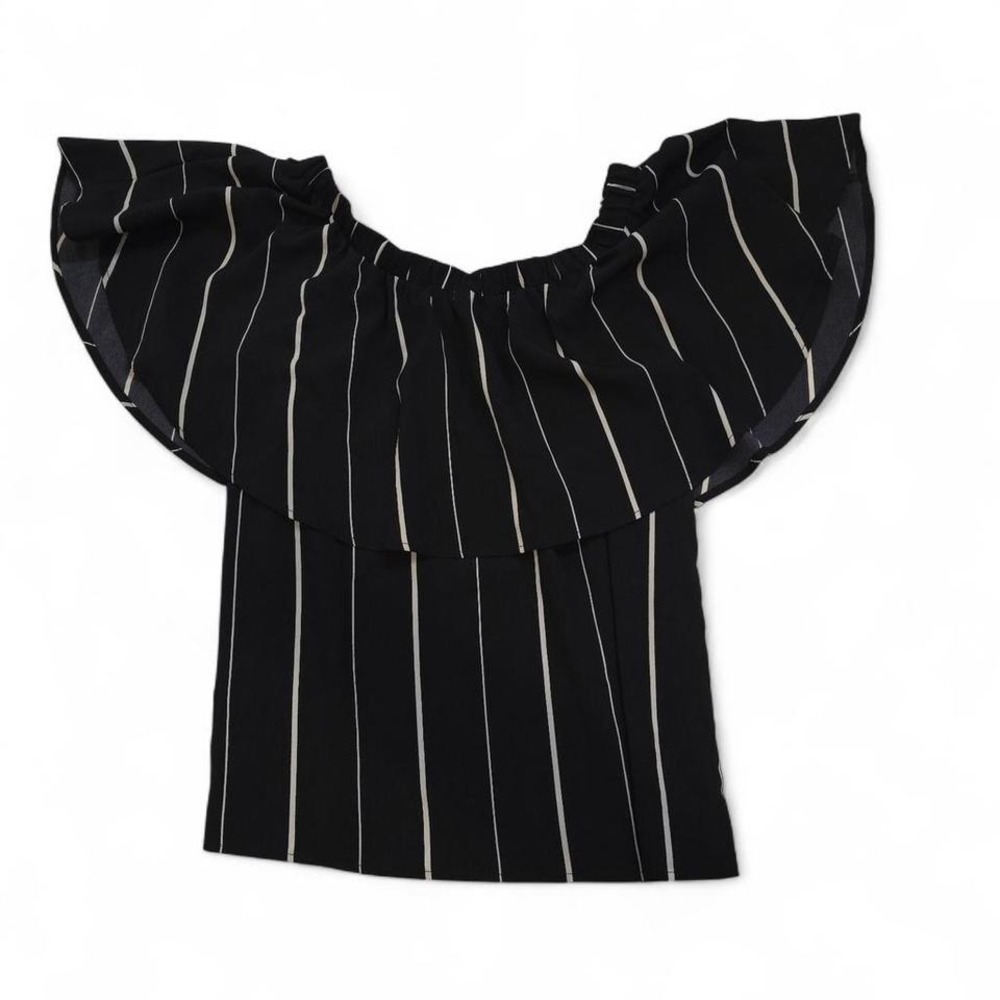 Black and White Striped Off Shoulder Top